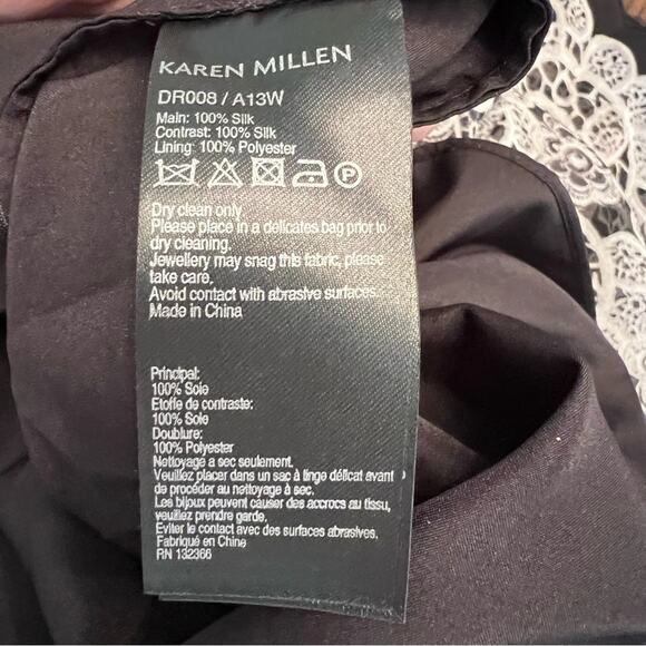 Karen Millen Black Gray Silk Cocktail Dress Lined Sleeveless Size 8 - Picture 11 of 12